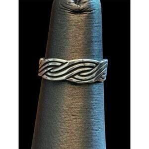 Double Weave Toe Ring Sz 3.5 Sterling Silver 925 6mm Wide